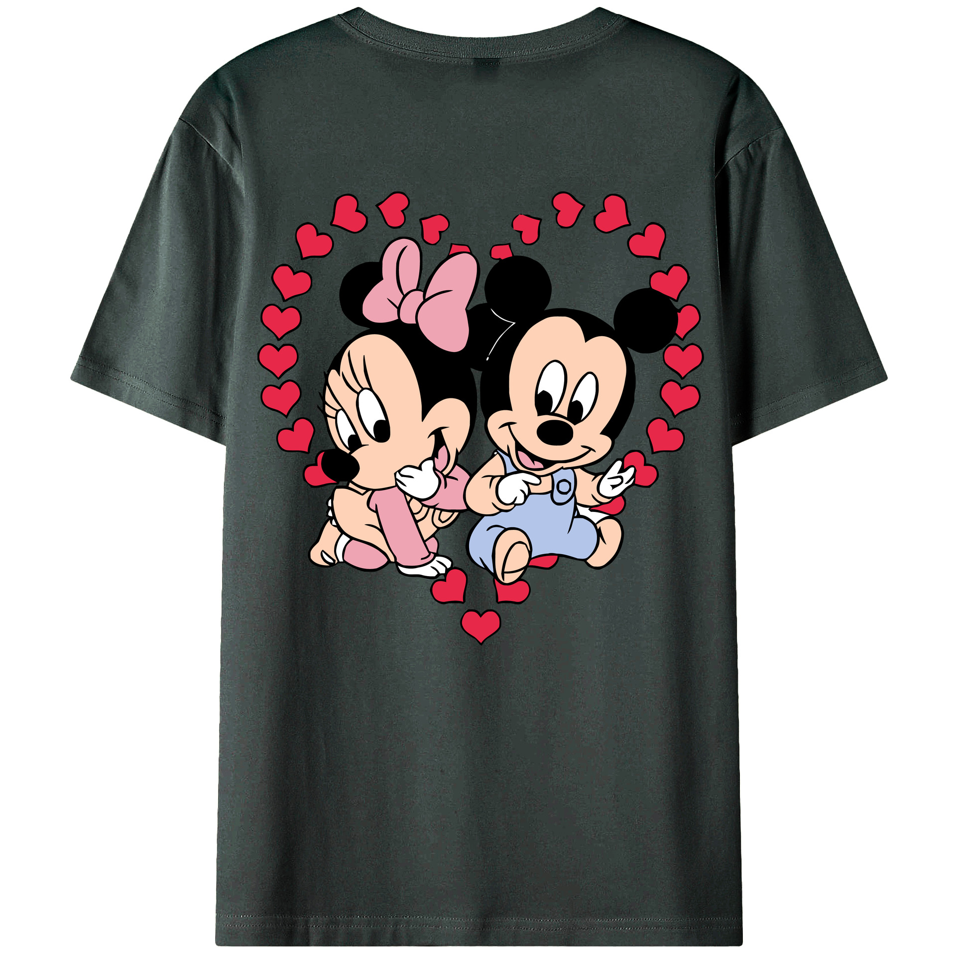 ミッキーマウス Mickey Mouse 綿100％ メンズ半袖Tシャツ（バックプリント） 通気性